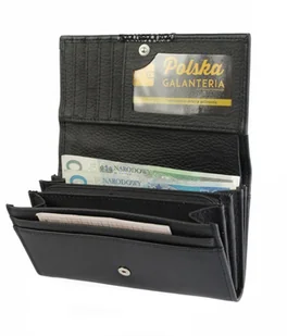 PolskaGalanteria.pl Portfel Damski PolskaGalanteria Z Wstawką Długi Suwak Skóra Naturalna CZARNY WZÓR I D14-WST - Portfele - miniaturka - grafika 3