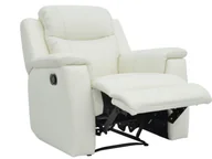 Fotele - Vente-Unique Skórzany fotel z funkcją relaks EVASION - biały kość słoniowa - miniaturka - grafika 1