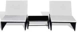 vidaXL Leżaki ze stolikiem, 2 szt., polirattan, czarne - Leżaki ogrodowe - miniaturka - grafika 7