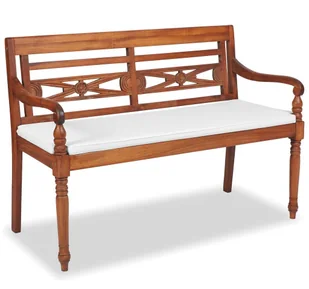 vidaXL Ławka Batavia 2-osobowa, drewno tekowe, 120 x 51,5 84 cm - Ławki ogrodowe - miniaturka - grafika 6