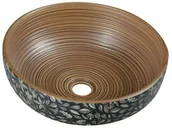Umywalki - Sapho PRIORI umywalka ceramiczna średnica 41 cm 15 cm brązowa z niebieskim wzorem PI023 - miniaturka - grafika 1