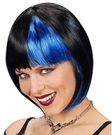 Sukienki - WIDMANN Zoey - czarna pasowa/niebieska peruka na akcesoria do włosów wyszukana sukienka WDMZ0986 - miniaturka - grafika 1