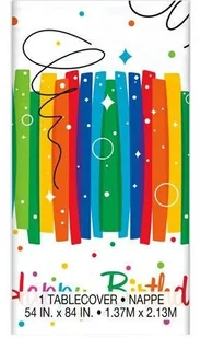 UNIQUE Obrus urodzinowy Rainbow Happy Birthday - 137 x 213 cm - 1 szt. U49563 - Dekoracje i nakrycia stołu na imprezę - miniaturka - grafika 2