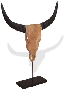 vidaXL Rzeźba byczej głowy, drewno tekowe, 66 x 15 88 cm - Dekoracje domu - miniaturka - grafika 2