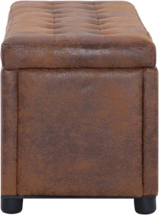 vidaXL Puf z pojemnikiem, 87,5 cm, brązowy, sztuczna skóra zamszowa vidaXL - Pufy i podnóżki - miniaturka - grafika 5