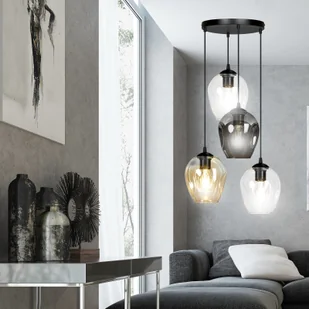 EULUNA Lampa wisząca Starla okrągła 4-pkt grafit/bursztyn - Lampy sufitowe - miniaturka - grafika 3