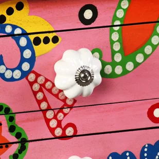 vidaXL Stolik konsola, drewno mango, różowy, ręcznie malowany - Konsole i sekretarzyki - miniaturka - grafika 2