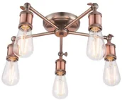 Lampy sufitowe - Endon Rustykalna LAMPA sufitowa HAL 76336 Endon regulowana OPRAWA metalowy plafon spider pająk miedź cyna 76336 - miniaturka - grafika 1