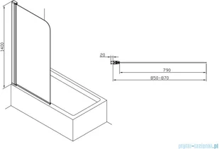 Roca Capital parawan nawannowy jednoczęściowy 85x140cm AM4008512M - Parawany nawannowe - miniaturka - grafika 2