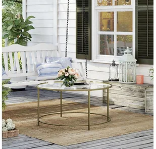 243 WOLAG Stolik złoty okrągły Ława złota rama szkło hartowane szerokość 84 cm) 24378389 78389-uniw - Stoły - miniaturka - grafika 6