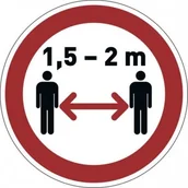 Systemy ekspozycyjne i znaki informacyjne - Durable Naklejka podłogowa do znakowania "ZACHOWAJ DYSTANS" śr. 430mm x 0,2mm odklejalna biała czerwono-czarny nadruk /104103/ DU202-ZD - miniaturka - grafika 1