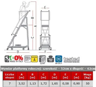 Faraone 996 99675070 Drabina magazynowa 7 stopniowa wysokość robocza 3,52m) 75070-uniw - Drabiny Faraone 996 99675070 Drabina magazynowa 7 stopniowa wysokość robocza 3,52m) 75070-uniw - Drabiny - miniaturka - grafika 2