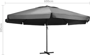 vidaXL Parasol ogrodowy na słupku aluminiowym, 600 cm, antracytowy 47372 - Parasole ogrodowe - miniaturka - grafika 7