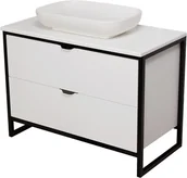 Szafki łazienkowe - Biała szafka z białą umywalką loft 100 cm seria New York NY-B-U100/50/2 + PREMIUM - miniaturka - grafika 1