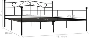 vidaXL Rama łóżka, czarna, metalowa, 180 x 200 cm - Łóżka - miniaturka - grafika 6