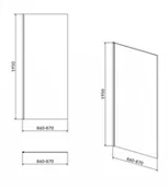 Ścianki i drzwi prysznicowe - Cersanit Cersanit Moduo Ścianka boczna 90x195 cm profile chrom szkło transpartentne CleanPro S162-008 - miniaturka - grafika 1
