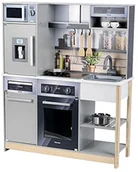 Zabawki AGD - Klein Theo Theo 7194 Kuchnia rodzinna Miele I Drewniana kuchnia z piekarnikiem z funkcją oświetlenia i dźwięku, mikrofalówką oraz lodówką z dozownikiem lodu I Akcesoria do zabawy w kuchnię 7192 - miniaturka - grafika 1