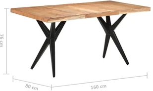 vidaXL Lumarko Stół jadalniany, 160 x 80 x 76 cm, lite drewno akacjowe 323565 - Stoły - miniaturka - grafika 7