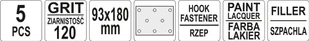 Yato Arkusze ścierne z rzepem i otworami 93x180 p120 5szt YT-83484 YATO YT-83484 - Materiały ścierne - miniaturka - grafika 2
