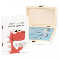 Sztućce dla dzieci - Murrano Zestaw Sztućców Dla Dzieci W Drewnianym Etui Nadruk Dino SZT-ANIMALS_DRW-UV-002 - miniaturka - grafika 1