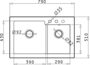 Pyramis Zlew DIPLOS 79x51) 1 3/4B volcano 70168601) - Zlewozmywaki - miniaturka - grafika 2