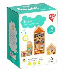 Lucy Leo Kolorowe klocki drewniane Miasto 15 elementów LL166 - Klocki - miniaturka - grafika 3