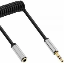 InLine InLine Slim Audio kabel spiralny 3.5mm męski/żeński 4-pin Stereo 1m 99281 - Akcesoria do słuchawek - miniaturka - grafika 2