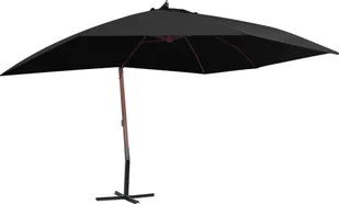 vidaXL Wiszący parasol na drewnianym słupku, 400x300 cm, czarny vidaXL - Parasole ogrodowe - miniaturka - grafika 2