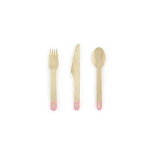 PartyDeco Sztućce drewniane "Serca", różowe, 16 cm, 18 szt SDR6-081RM - Naczynia i sztućce jednorazowe - miniaturka - grafika 2