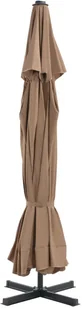 vidaXL Parasol ogrodowy na słupku aluminiowym, 500 cm, taupe - Parasole ogrodowe - miniaturka - grafika 11