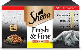 Sheba Fresh&Fine Mix Smaków Drobiowych Karma w sosie dla kota 50x50g - Mokra karma dla kotów - miniaturka - grafika 3