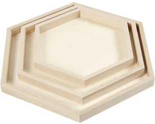 Creativ Company A S Tace sześciokątne z drewna, 3 sztuki - Decoupage - miniaturka - grafika 4