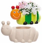 Donice - Baker Ross ceramiczne doniczki "gąsienica" dla dzieci do projektowania, malowania i ozdabiania (2 sztuki) - miniaturka - grafika 1