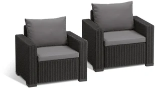 ALLIBERT Fotele ogrodowe California DUO, grafitowo-szare, 83x68x72 cm, 2 szt. - Fotele i krzesła ogrodowe - miniaturka - grafika 2