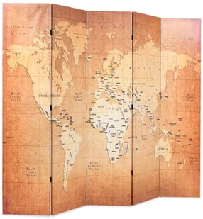 vidaXL Składany parawan, 200x180 cm, mapa świata, żółty - Parawany - miniaturka - grafika 3
