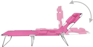 vidaXL Składany leżak z podgłówkiem, stal, różowy 310333 - Leżaki ogrodowe - miniaturka - grafika 7