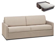 Sofy i kanapy - Vente-Unique 4-osobowa kanapa z ekspresowym mechanizmem rozkładania z tkaniny CALIFE - Kolor: beżowy - Wymiary miejsca do spania: 160 cm - Materac 14 cm - miniaturka - grafika 1