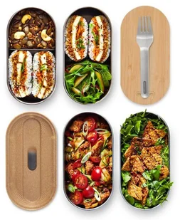 Black+Blum Stalowy pojemnik na żywność Bento Box almond / grey BAM-BT-L016 - Lunch boxy - miniaturka - grafika 4