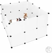 Klatki dla gryzoni - Relaxdays wybieg wolnobieżny z tworzywa sztucznego, DIY wybiegi wolnostojące, rozszerzalne wybiegi dla małych zwierząt, wylot zająca, różne Rozmiary: biały 10024591_754 - miniaturka - grafika 1