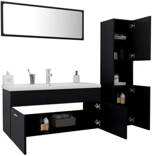 VidaXL Lumarko Zestaw mebli łazienkowych, czarny, płyta wiórowa! 3071694 VidaXL - Meble łazienkowe - miniaturka - grafika 32