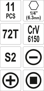 Yato ZESTAW BITÓW Z GRZECHOTKĄ 1/4 11SZT YT-14390 YT-14390 - Bity - miniaturka - grafika 4