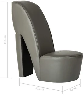vidaXL Fotel w kształcie buta na obcasie, szary, sztuczna skóra - Fotele - miniaturka - grafika 7