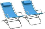 Leżaki ogrodowe - vidaXL Bujane krzesła, 2 szt., stal, niebieskie 310340 - miniaturka - grafika 1