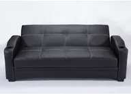 Sofy i kanapy - Vente-Unique Rozkładana kanapa z materiału skóropodobnego MIRELLA - Kolor: czarny - miniaturka - grafika 1