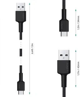 AUKEY CB-CA2 OEM KABEL USB-C QC 2M 3A 60W NYLON CB-CA2 OEM - Kable komputerowe i do monitorów - miniaturka - grafika 5