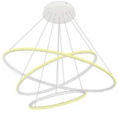 Lampy sufitowe - Mdeco Biurowa LAMPA wisząca SLIM/000024/4000/W MDECO metalowa OPRAWA zwis LED 125W 4000K pierścienie białe - miniaturka - grafika 1