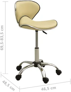 Fotel biurowy, krzesło biurowe VidaXL Taboret kosmetyczny, kremowy, sztuczna skóra 323677 VidaXL - Fotele i krzesła biurowe - miniaturka - grafika 6