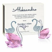 Gadżety dla niej i dla niego - Murrano Łabędzie kryształowe w pudełku z nadrukiem dla niej na imieniny KRSZ-LB-019 - miniaturka - grafika 1