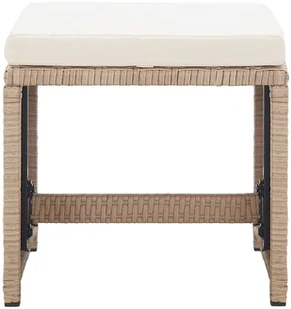 vidaXL Stołki barowe, 2 szt., z poduszkami, polirattan, beżowe - Fotele i krzesła ogrodowe - miniaturka - grafika 3