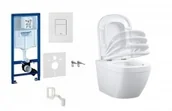 Miski WC - Grohe 39448 + 39206000 + 39458000/39330001 stelaż wc z miską podwieszaną 49x37,4cm Euroceramic Compacto Rimless i deską wolnoopadającą 39448+39206000+39458000/39330001 - miniaturka - grafika 1